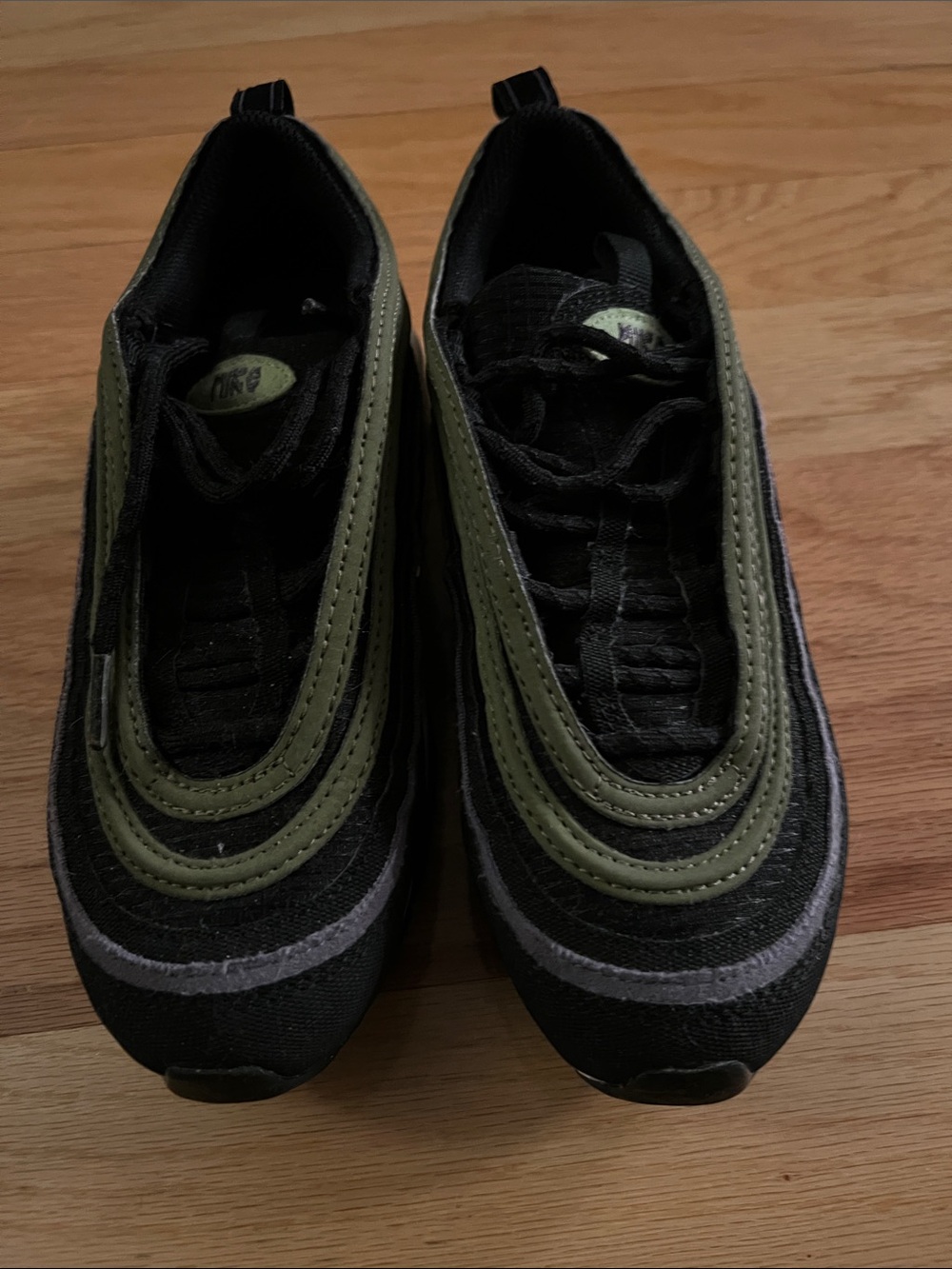 Nike Kids Black and Olive Green Sneakers